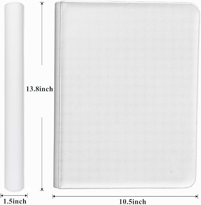 9-Pocket Zippered Trading Card Binder, 864 Pockets Double-Sided Side-Loading Card Organizer Album, PU Leather Card Holder Protector for MTG, TCG, Sports Cards (White)
