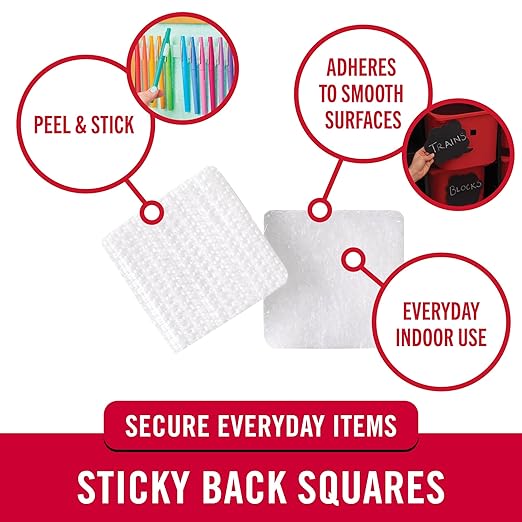 VELCRO Brand Mounting Squares | Square Dots with Adhesive 200pk, 7/8" White | Sticky Back Hook and Loop for Teacher Supplies, Office Organization (30705)
