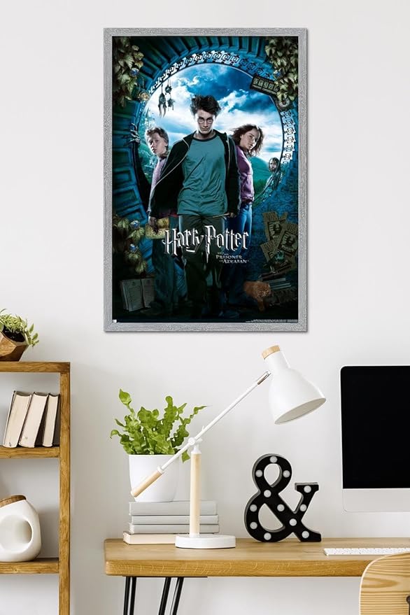 Harry Potter and the Prisoner of Azkaban - Sky One Sheet Wall Poster, 34L" x 22.4W", Gray Framed Version