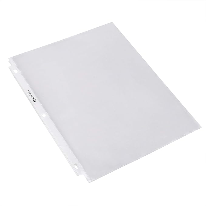 Amazon Basics Sheet Protectors for 3 Ring Binder, Non-Glare, Top Loading, Letter Size 8.5 x 11 in, Clear, 1200-Pack