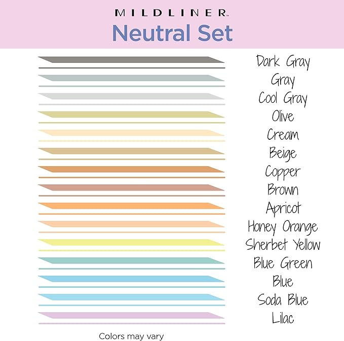 Zebra Pen Mildliner Dual-Tip Highlighter Set, Broad and Fine Point Tips, No Bleed, Ideal for Bible Highlighting, Journaling, School and Office Supplies, Neutral Vintage Ink Colors, 15-Pack (78315)