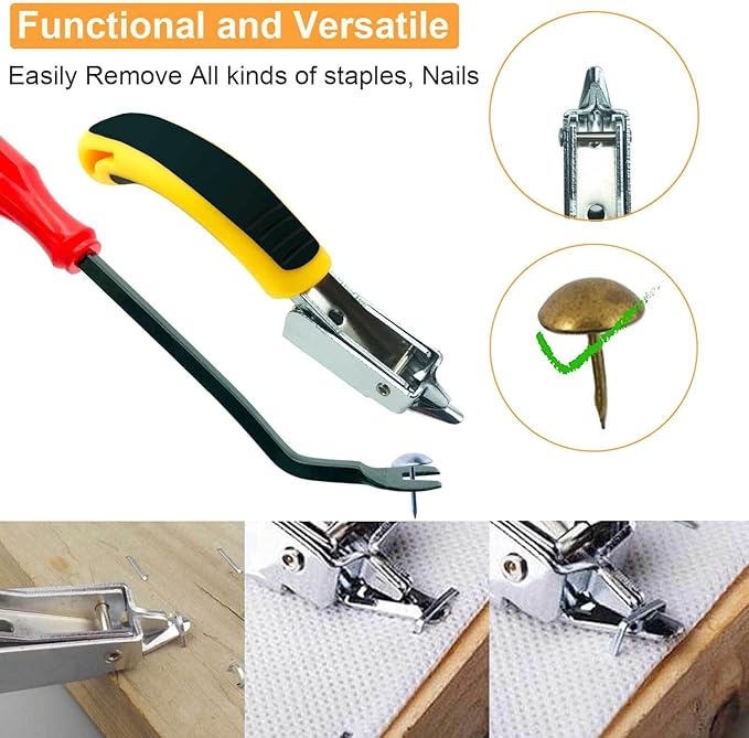 Upholstery Staple Remover, Staple Puller, Upholstery Tools Tack Lifter, Nail Puller Carpet Staple Remover Tool for Furniture Floor Carton Photo Frame Office 2pcs