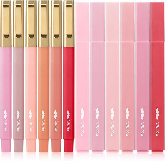 Mr. Pen- Aesthetic Highlighters and Pens, 12 Pack, Shades of Pink, No Bleed Bible Highlighters and Pens, Black Ink