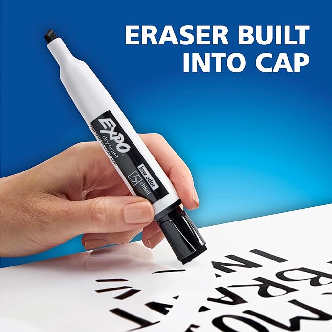 Expo Magnetic Dry Erase Markers with Eraser Fine Tip Assorted 8 Count
