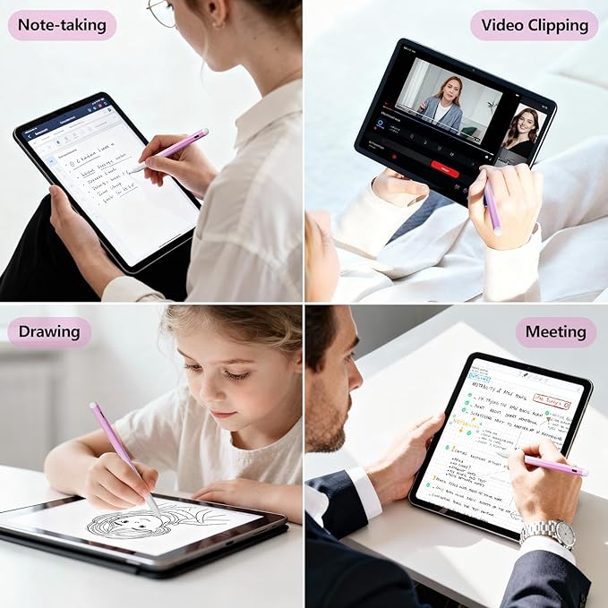Stylus Pen for iPad 6th-11th Generation-2X Fast Charge Active Pencil Compatible with 2018-2025 Apple iPad Pro 11"/12.9"/M4, iPad Air 3/4/5/M2/M3,iPad mini 5/6 Gen-Gradient White Pink