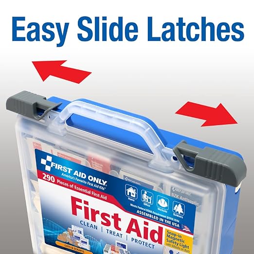 First Aid Only 290 Piece All-Purpose First Aid Kit with Magnetic Safety Light