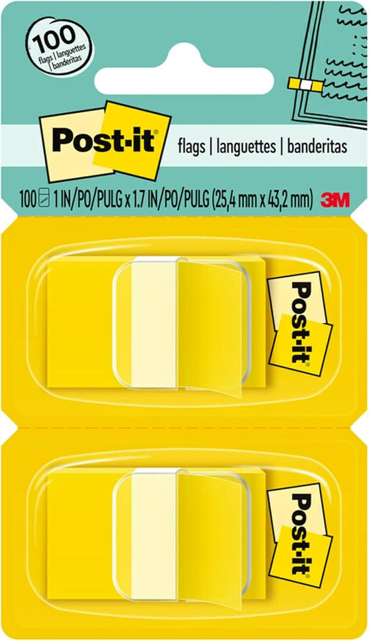 Post-it Flags, Yellow, 100 Count (50 x 2 Dispensers) – Repositionable Sticky Page Marker Tabs in Pop-up Dispenser for Documents, Books, Planners Removable Flags for Office, School, Legal Files