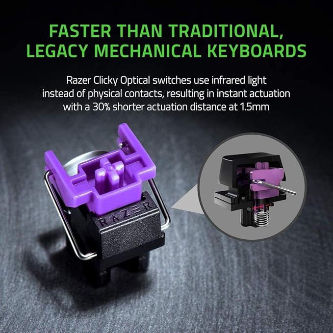 Razer Huntsman Mini 60% Gaming Keyboard: Fast Keyboard Switches - Clicky Optical Switches - Chroma RGB Lighting - PBT Keycaps - Onboard Memory - Snap Tap - White