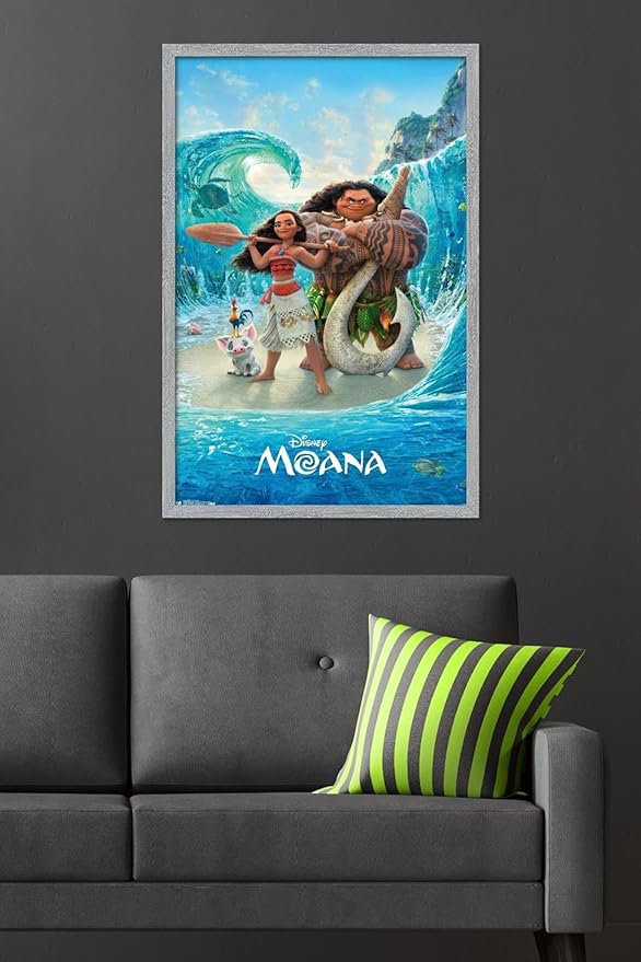 Disney Moana - Ocean Floor Wall Poster, 34L" x 22.4W", Gray Framed Version