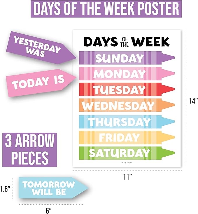 Hadley Designs Classroom Calendar Set Bulletin Board Decorations - School Calendar for Classroom Elementary, Preschool Must Haves, Homeschool & Daycare Essentials, Black and White Teacher Calendars