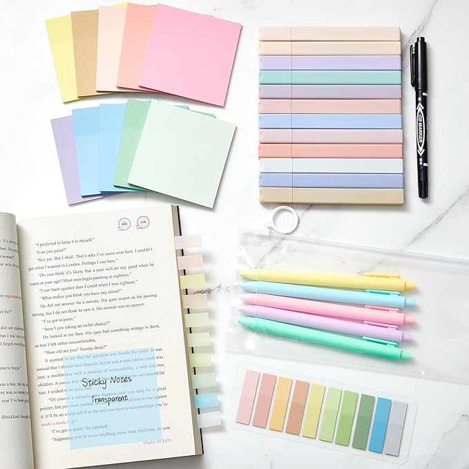 Jutom 38 Pcs Bible Journaling Study Kit for Women, Book Annotation Supplies with Highlighters Pens, Tabs, Sticky Notes, Markers for Christian Office Bible Study Supplies(Pastel Color,Square)