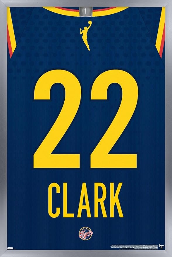 WNBA Indiana Fever - Caitlin Clark Jersey Wall Poster, 22.4L" x 14.7W", Silver Framed Version