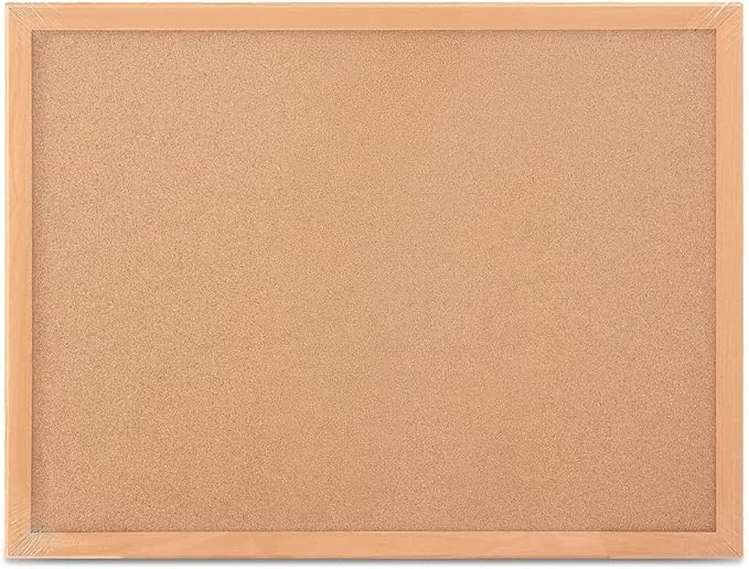 Staples Standard Cork Bulletin Board with Oak Finish Frame, 2 ft W x 1.5 ft H Wall Mounted Cork Message Board for Home Office and Classroom