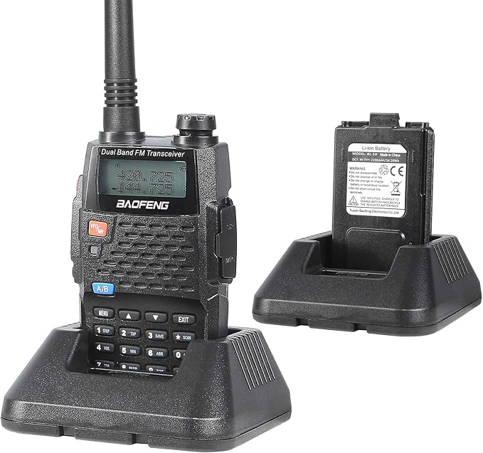 Baofeng UV-5RE Plus Dual Band Two Way Radio Handheld Ham Radio Long Range Walkie Talkies Pack of 6 for Hiking Camping Hunting Skiing Trip(Black) with 8W