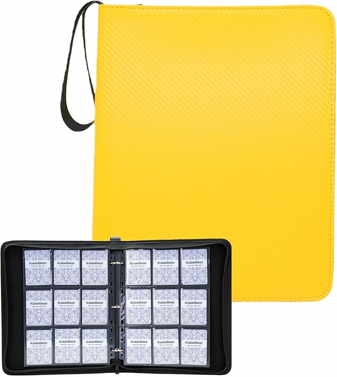 Card Binder – 720 Capacity, Zippered Trading Card Holder for MTG, Sports & Collectible Cards – Acid-Free, Durable & Travel-Friendly Storage (Yellow, 9 Pocket)