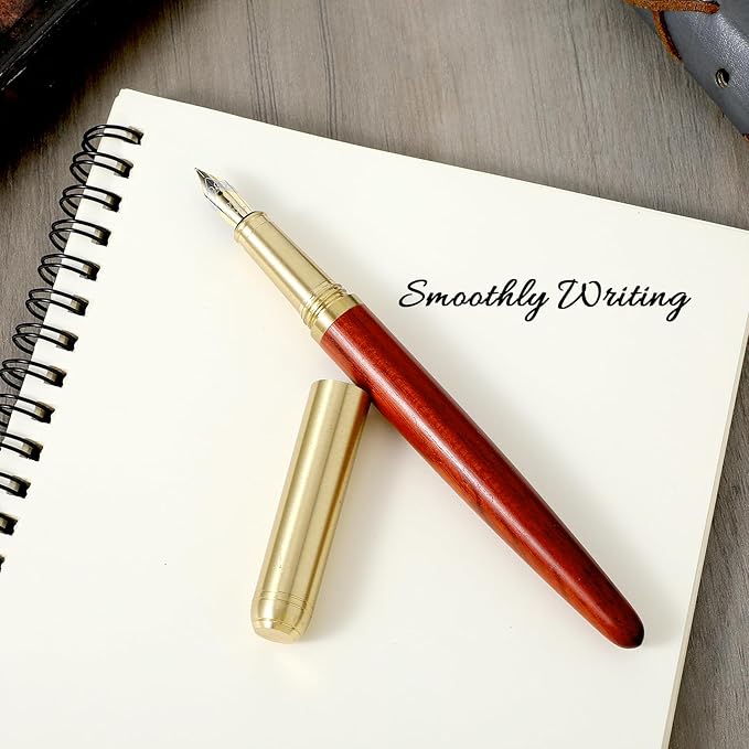 cobee Wooden Fountain Pens, Handcrafted Vintage Luxury Pen, 0.5mm Fine Point Business Pen, Smooth Writing for Journaling & Calligraphy, Gift Supplies