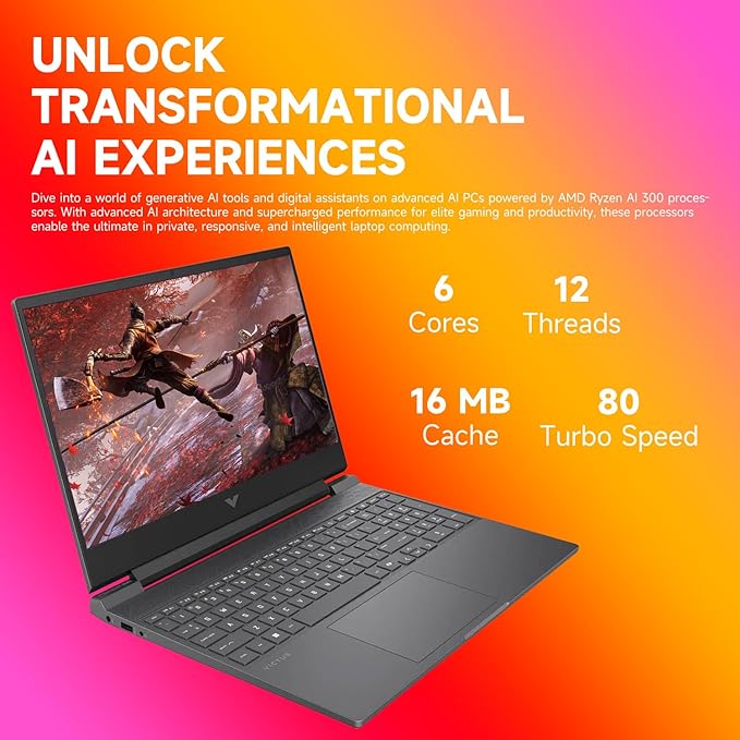 HP Victus RTX 4050 AI Gaming Laptop with Copilot, 15.6 FHD 144Hz, AMD Ryzen 7 7445HS(Beats Intel i7-13700), NVIDIA RTX 4050, 64GB DDR5 RAM, 1TB SSD, Backlit KB, Bundle with PCO Laptop Cooler