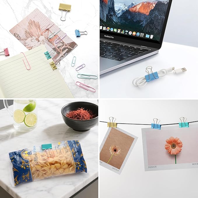 260PCS Colored Assorted Size Paper Clips and Binder Clips, Paperclips Large Medium Small, Binder Clip and Paper Clip Set for Home, School, and Office Supplies in a Container with Compartments