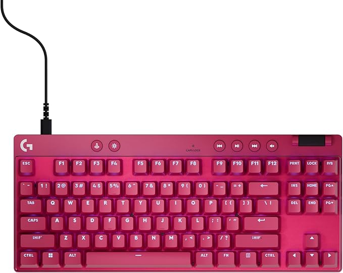 Logitech G PRO X TKL Rapid Tenkeyless Wired Gaming Keyboard with Magnetic Analog Switches, Rapid Trigger Mode, Adjustable Actuation, and Customizable RGB Lighting - Magenta