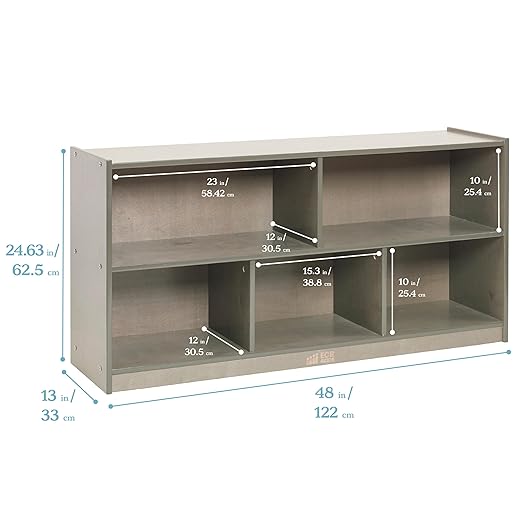 ECR4Kids 5-Compartment Mobile Storage Cabinet, Toddler, Classroom Furniture, Grey Wash