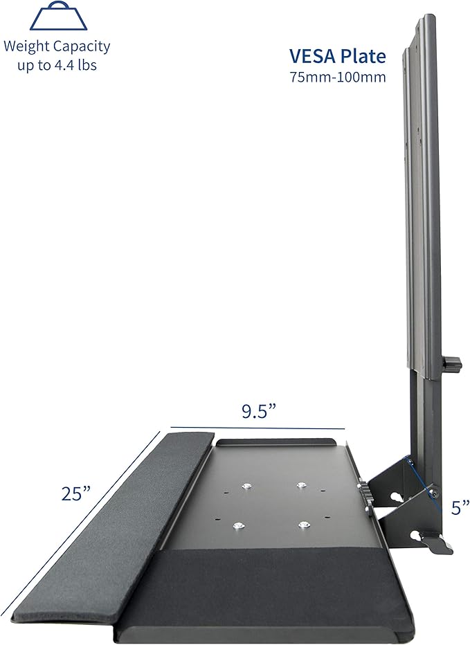 VIVO Computer Keyboard and Mouse Platform Tray, Adjustable VESA Mount Attachment, MOUNT-KB02