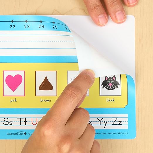 Really Good Stuff Zaner-Bloser 100-Grid with Number Line Self-Adhesive Deluxe Plastic Desktop Helpers - Set of 24, Student Desk Name Tags, Durable, Easy-to-Use, and Functional