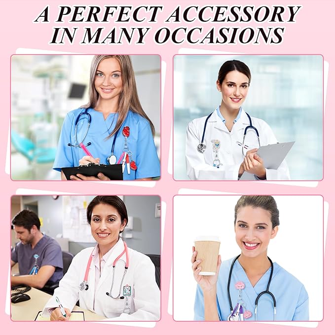 Henoyso 108 Pcs Nurse Badge Reel Pens Mini Highlighter Pens Bulk Nursing Week Appreciation Gifts Badge Accessories Retractable for Cna Medical Assistant Christmas Women (Classic)