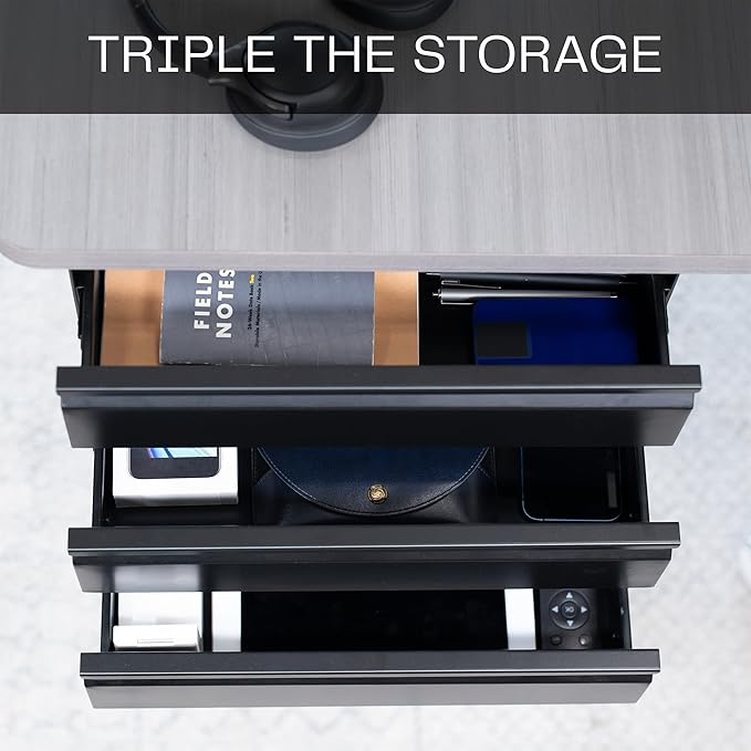 VIVO 16 in Slide Out Dual Tier Storage Drawer, Under Desk 3 Layer Organizer, Black, DESK-DR03