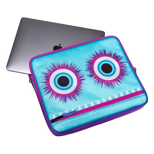 Case it 6 Pack Universal Monster Eye Zipper Binder with Removable Laptop Sleeve, 2-Inch O Rings, Shoulder Strap, LT-307-ME-C-MAG, Magenta