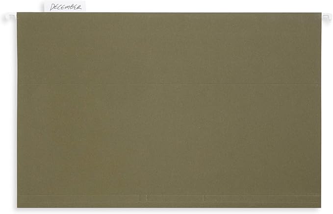 Blue Summit Supplies Hanging File Folders, 1/5 Cut Adjustable Tabs, Legal Size, 5 Tab Locations, Designed for Legal and Law Office File Organization, Standard Green, 50 Pack, Legal Size
