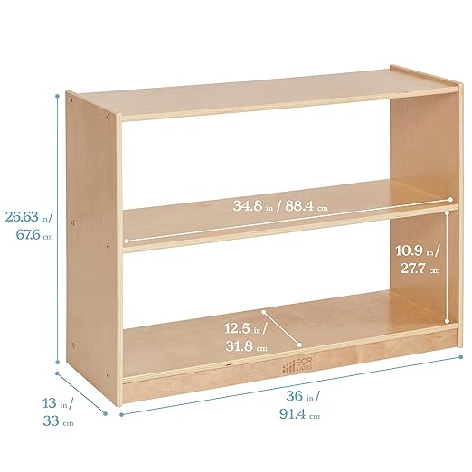 ECR4Kids 2-Shelf Mobile Island Storage Cabinet, Classroom Furniture, Natural