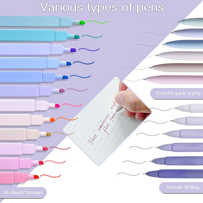 J6&H6 Complete Bible Study Supplies Journaling Kit with Tabs, Highlighters and Color Pens, Notebook,Stickers & More 56pcs Bible Accessories Set for Women, Beginner Christian Gifts(Purple)