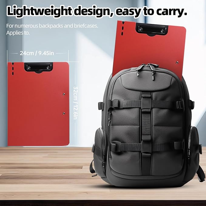 Clipboard Folder, 2 Pcs A4 Foldable Clipboard with Horizontal and Vertical Double Metal Clips, 360 Degree Foldable Binder Clipboards with Pen Holder, File Cover Work Folder Clipboards, Red