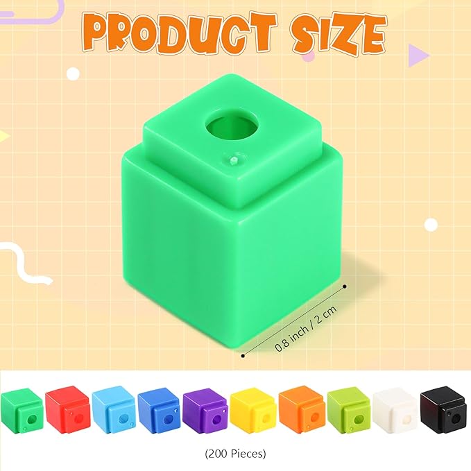 200 Pcs Green Gecko Linking Cubes for Math Counting Cubes Manipulatives Plastic Counting Block Manipulative Classroom Learning Supplies for Educational Preschool Activities Boy Girl (Green Gecko)