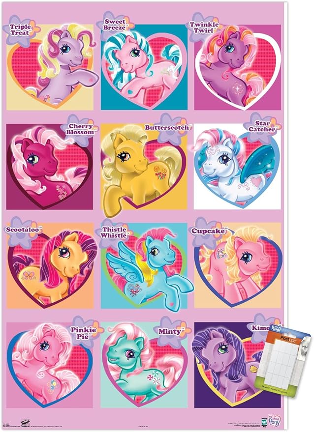 Trends International Hasbro My Little Pony - Chart Wall Poster, 22.375" x 34", Premium Poster & Mount Bundle