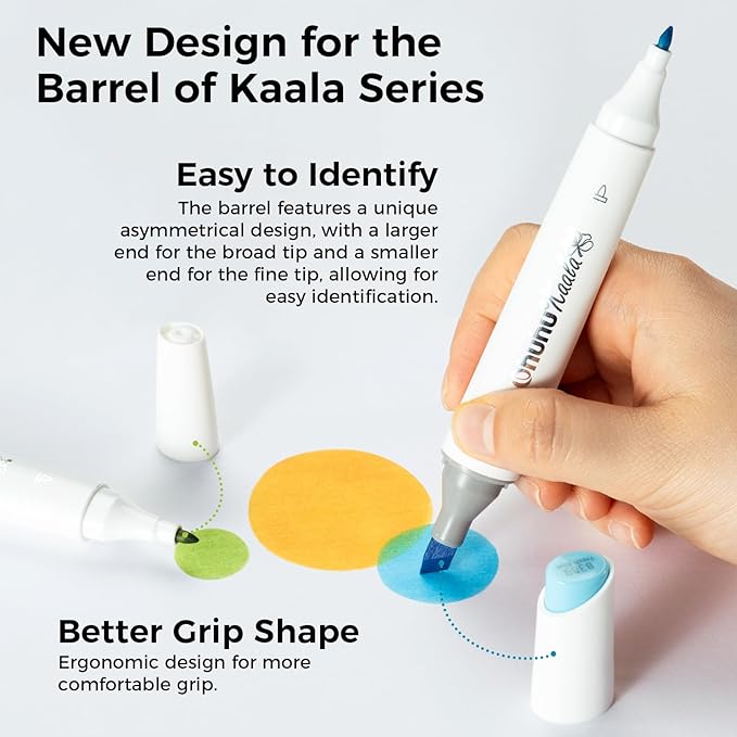 Ohuhu Alcohol Markers - Double Tipped Art Marker Set for Artists Adult Coloring - Alcohol-based Refillable Ink - 24 Basic Colors - Slim Broad & Fine Dual Tips - Kaala Markers Pen Gift