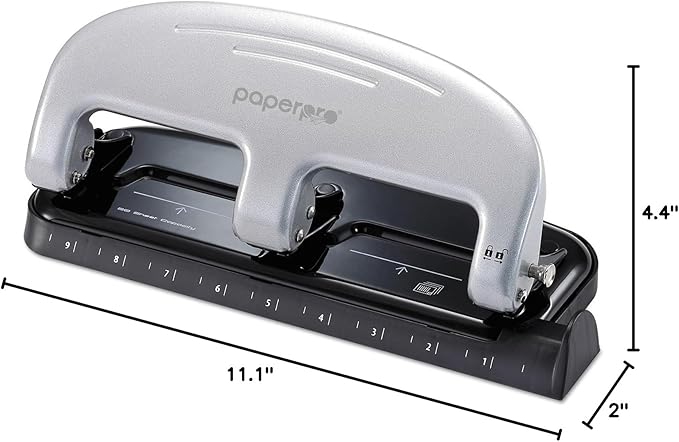 Bostitch Office EZ Squeeze 3-Hole Punch, 20 Sheet Capacity, Reduced Effort, No Jam Technology, Silver