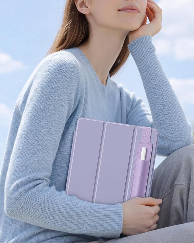 Fintie Detachable Pencil Holder with Elastic Band for iPad Case - Elastic Stylus Pouch Compatible with Apple Pencil Pro, Apple Pencil (USB-C / 1st / 2nd Gen) and Other Similar Size Stylus, Purple