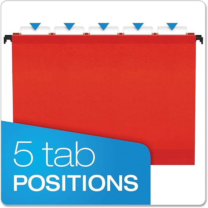 Pendaflex SureHook Extra Capacity Reinforced Hanging Folders, Letter Size, Assorted Colors, Total of 20 Folders per Box (6152X2 ASST)
