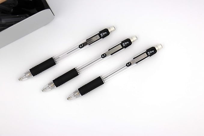 Zebra Pen Z-Grip Mechanical Pencil, 0.7mm Point Size, HB #2 Graphite, Clear Pearlescent Barrel with Black Grip, School Supplies and Teacher Supplies, 12-Pack (52410)