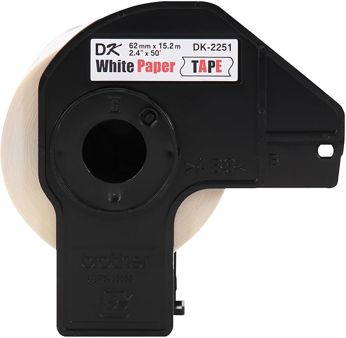 Brother Genuine DK-225124PK Continuous Length Replacement Labels, Black/Red Label on White Paper Tape, Engineered with Excellence, 2.4” x 50 feet, (24) Rolls per Box (DK225124PK)