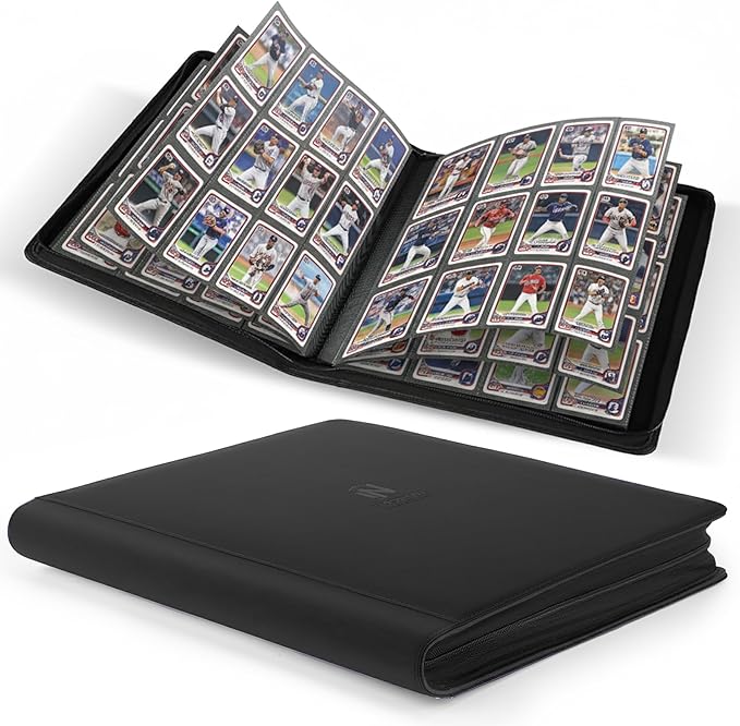 Premium Card Binder 12 Pocket for 720 Pockets Trading Card Binder, PU Zipper Card Collection Album, Book Holder for MTG, TCG, Game Cards, Sports Cards(Black)