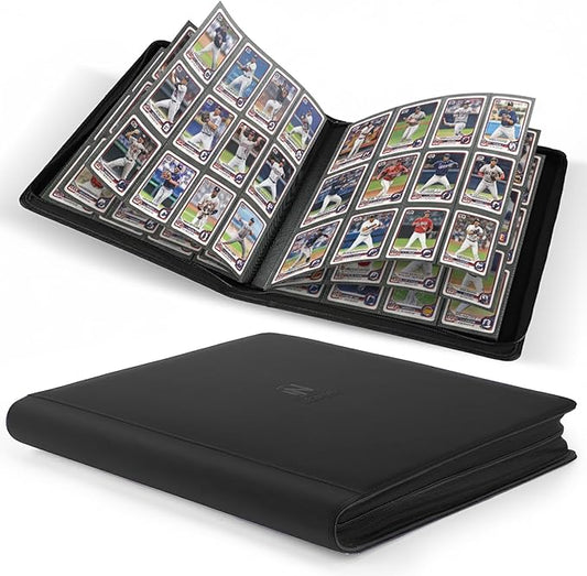 Premium Card Binder 12 Pocket for 720 Pockets Trading Card Binder, PU Zipper Card Collection Album, Book Holder for MTG, TCG, Game Cards, Sports Cards(Black)