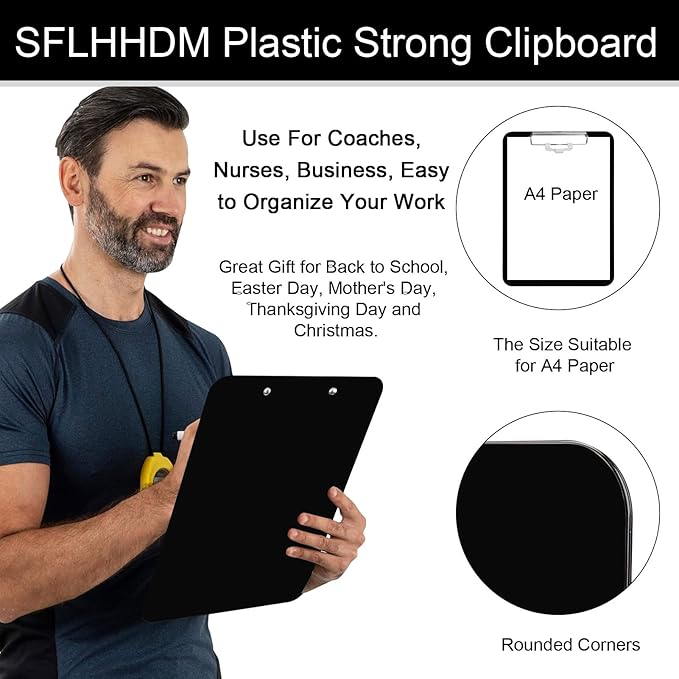 1 PCS A4 Clipboards,Plastic Clipboard with Pen Holder,Clip Boards 8.5x11 with Low Profile Clip,Cute Hanging Clipboard for School Office Supplies Clipboards for Kids,Portable Clip Board for Nurse