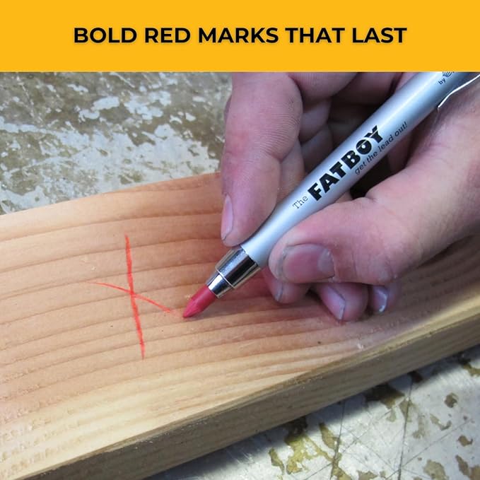 FastCap Fatboy Red Crayon Refills for Mechanical Pencil - Perfect for Architecture Supplies and Construction Tools for Home Improvement - 5-Pack - 08881