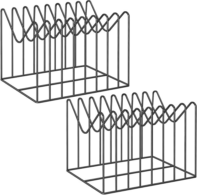 2 Sets Wire File Organizer for Desk,File Folder Holder/Rack/Stand,File Sorter Organizer,Desktop Record/Clipboard Holder,8 Sections Storage,Anti-Scratch/Rusty,Steel Stable Holder,Black