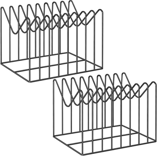 2 Sets Wire File Organizer for Desk,File Folder Holder/Rack/Stand,File Sorter Organizer,Desktop Record/Clipboard Holder,8 Sections Storage,Anti-Scratch/Rusty,Steel Stable Holder,Black