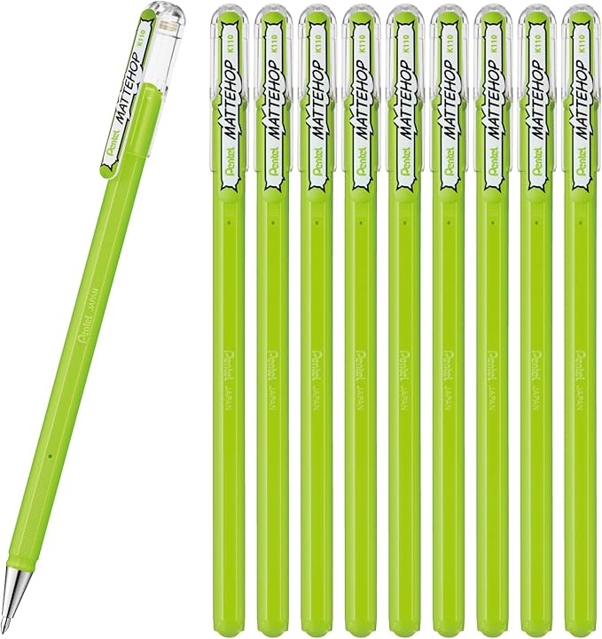 Pentel Color Ballpoint Pen Matte Hop Yellow Green 10 Pens K110-VK