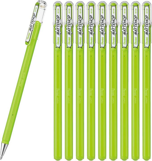 Pentel Color Ballpoint Pen Matte Hop Yellow Green 10 Pens K110-VK