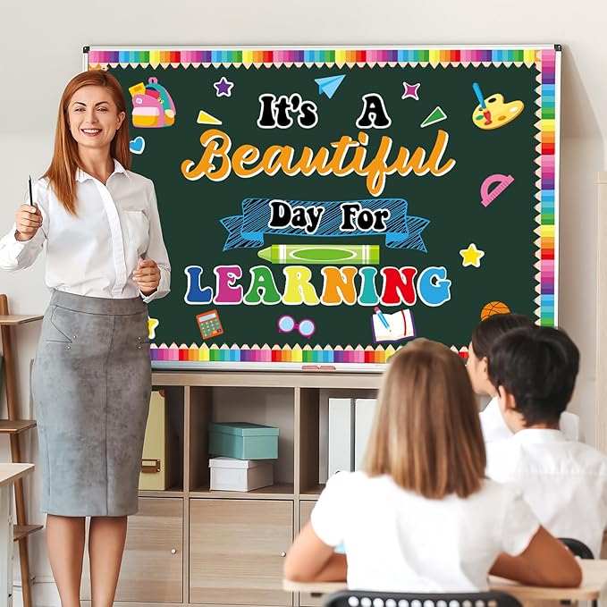Classroom Bulletin Board Decorations Welcome Back to School Bulletin Set It's a Beautiful Day for Learning Classroom Decoration Colorful Cutouts for Teacher Kindergarten Preschool School Wall Decor